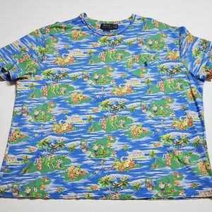 Polo Ralph Lauren XXL Hawaiian Aloha Graphic Pocket Tee — Bold Island Print